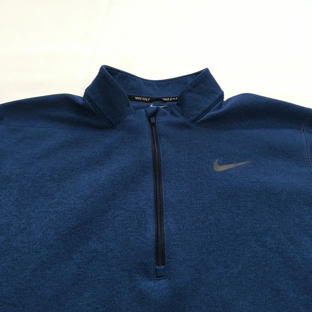 Nike Golf Quarter Zip Pullover Mens Large Blue Performance Fleece